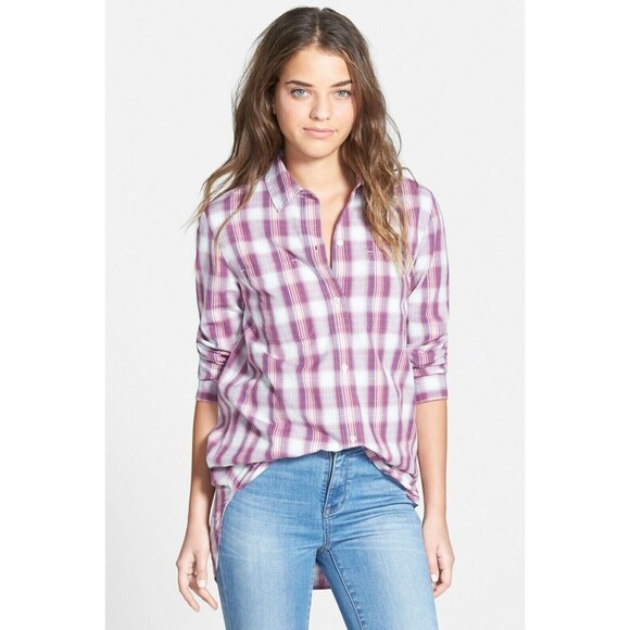 Madewell Size XS Ex-Boyfriend Button Up Shirt Manhasset Plaid Red White Cotton - Picture 1 of 11